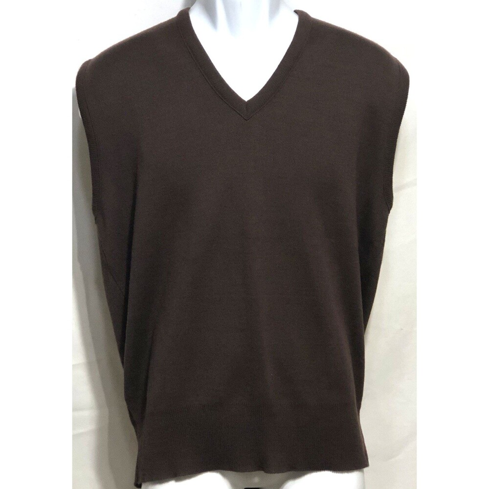 Vintage w/Tags Sears sweater vest XL brown V-neck Soft Knit Preppy academia